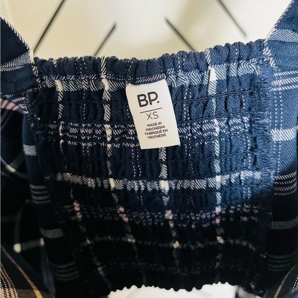 BP. Plaid Crop Corset Tank Top XS Blue Hook & Eye Sweetheart Neckline - Picture 5 of 5